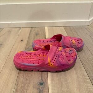 Skechers pink and purple tie-dye clogs Sz 2  #clogs #summer
